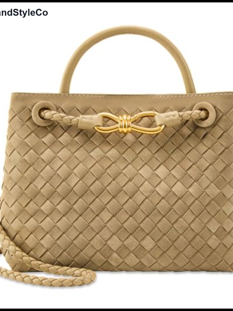 Woven Tote Handbag For Women Pu Leather Shoulder Crossbody Top Handle